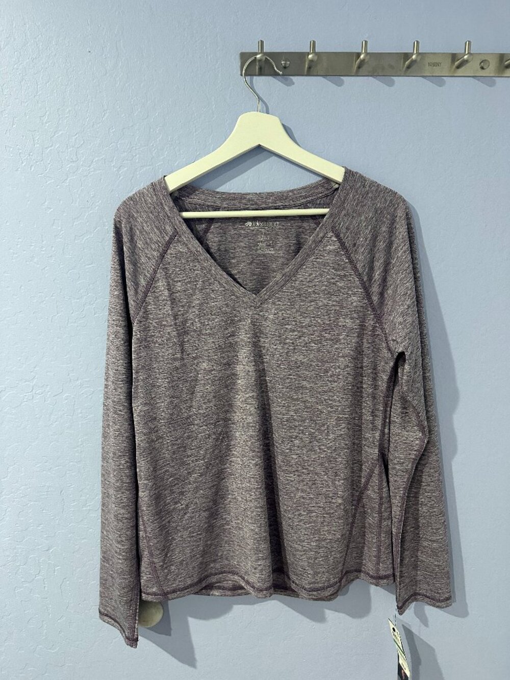 Large Ideology V Neck Gray Long Sleeve